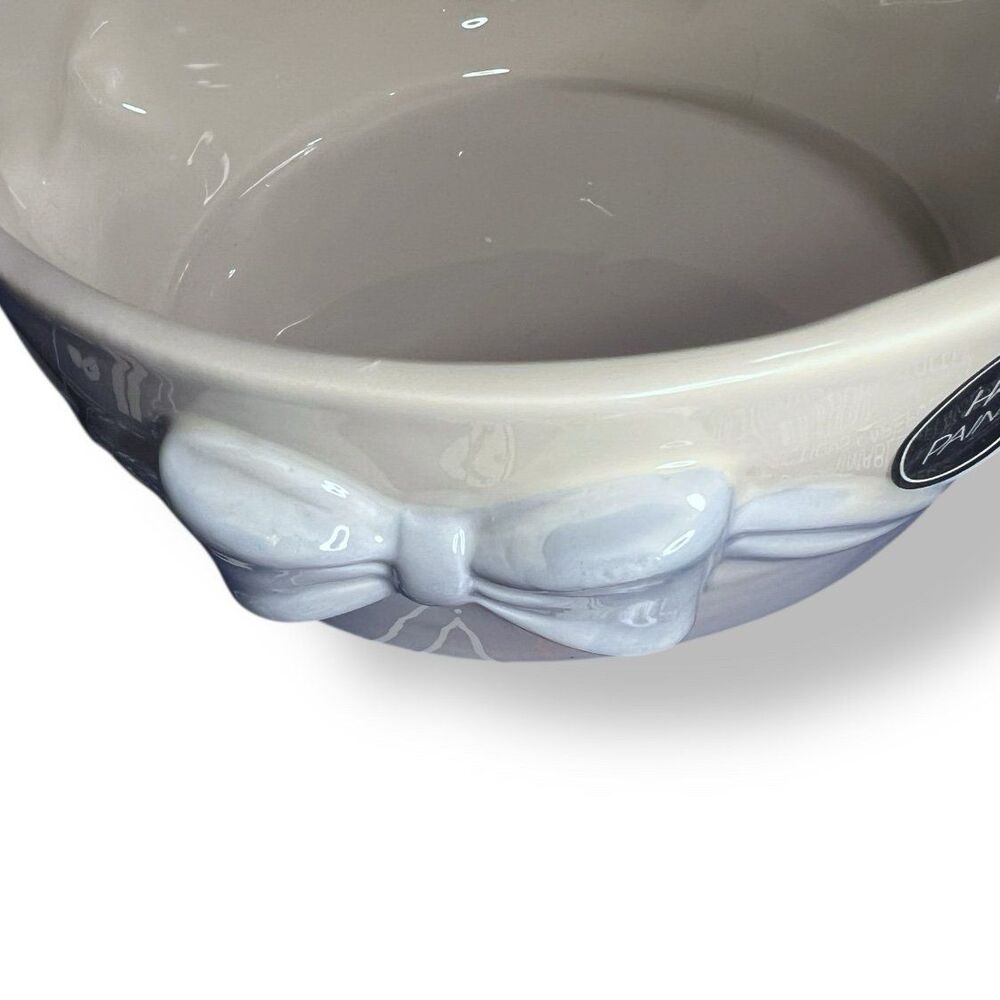 Blue Bow Coquette Ceramic Dog Bowl - Picture 7 of 8